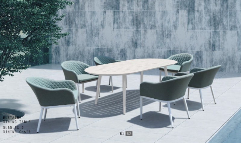 Green soft comfortable morden chairs and long aluminum table