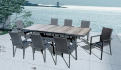 Grey 8pcs simple armchair and cermaic slats extensible table set