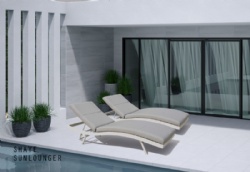 Light grey thick cushion undulated armless sunlounger