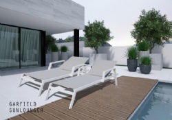 Light grey garden style straight sunlounger