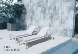 White Textilene fabric outdoor leisure sunlounger