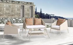 Outdoor stackable rattan sofa set