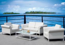 Outdoor fabric sofa with table